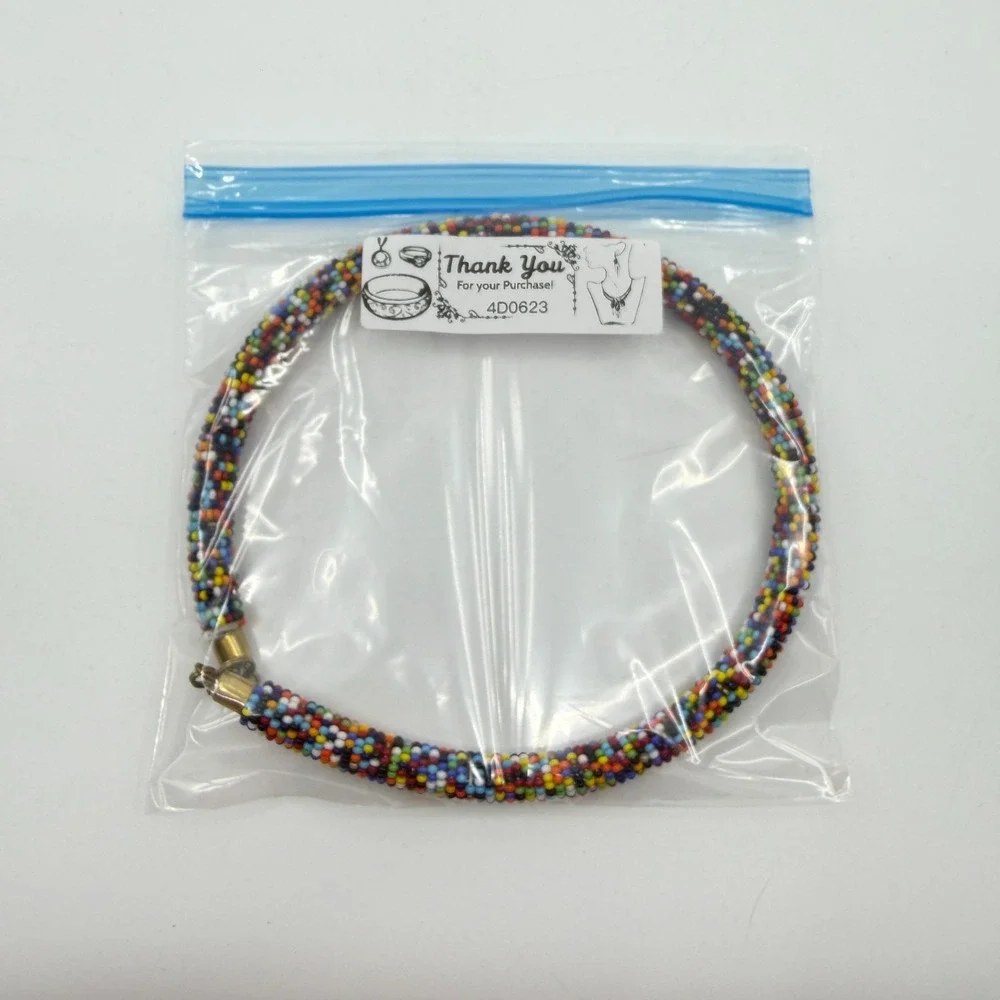 Multicolor Seed Bead Collar Necklace Boho Statement Festival Layering Gift Chic